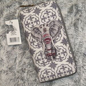 Elephant Print Wallet - Gray Lavender